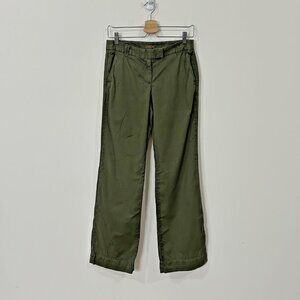 J. CREW City Fit Pants Sz 0R Y2K Wide Leg Olive Green Trousers VINTAGE Cotton